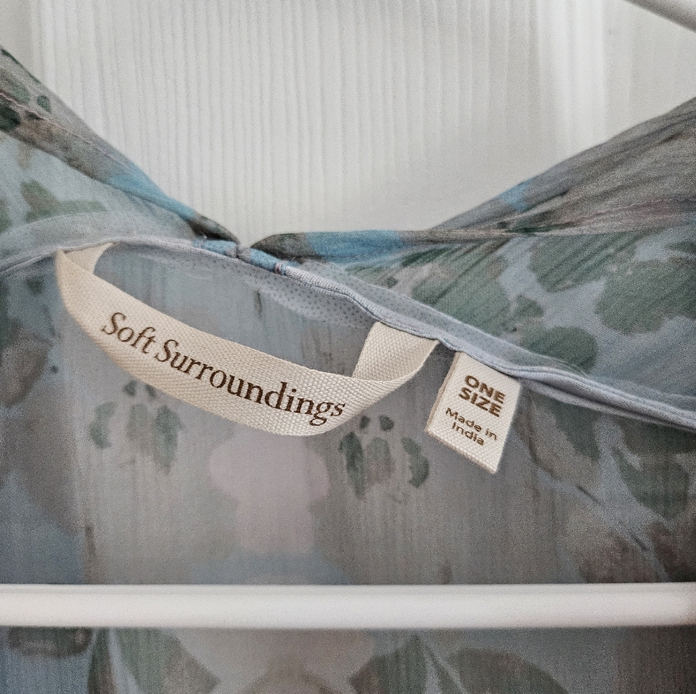 Soft Surroundings Womens Kimono one size sheer blue, pink coral Designer… - Picture 2 of 7